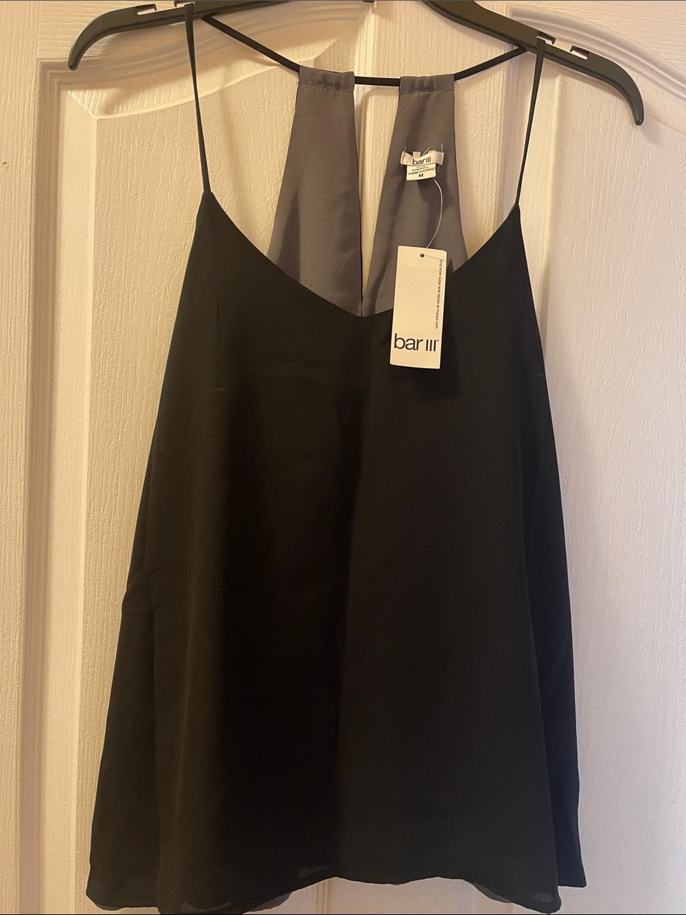 Bar III Black Spaghetti-Strap V-Back Cami